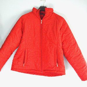 Jane Ashley red jacket with fuzzy inside and polyester outercoat size L